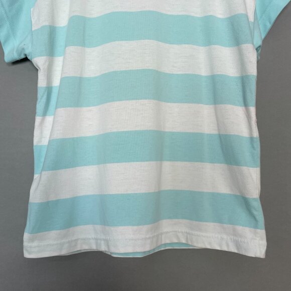 Vintage 80s Shirt Striped FLAWS Pastel Short Sleeves Button Collar Women Retro - Picture 7 of 12